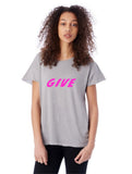 give pink gray t-shirt