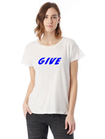 give blue white t-shirt