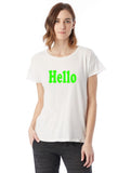 Hello T-Shirt neon green on white