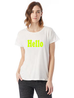 Hello T-Shirt neon yellow on white