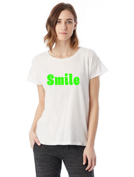 Smile green white t-shirt